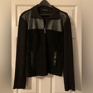 Women’s Black Suede Front Sweater Jacket SZ. Large